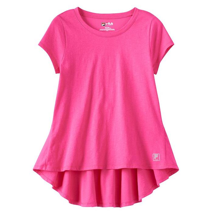Girls 7-16 Fila Sport&reg; Ruffle High-low Hem Tee, Girl's, Size: Xl(16), Med Pink