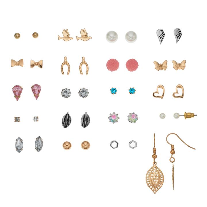 Mudd&reg; Butterfly, Heart, Wing & Wishbone Nickel Free Earring Set, Women's, Multicolor