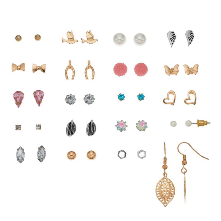 Mudd&reg; Butterfly, Heart, Wing & Wishbone Nickel Free Earring Set, Women's, Multicolor