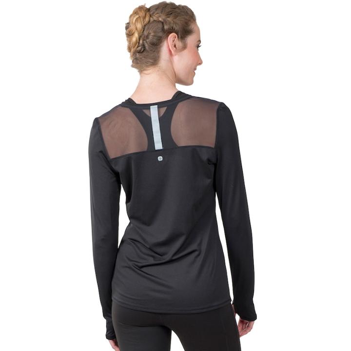Women's Soybu Endurance Peek-a-boo Racerback Long Sleeve Tee, Size: Xs, Black