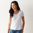 Petite Sonoma Goods For Life&trade; Essential Print V-neck Tee, Women's, Size: Xs Petite, White