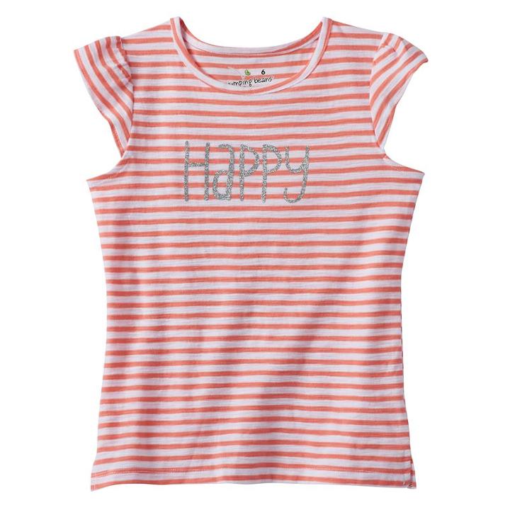 Girls 4-10 Jumping Beans&reg; Striped Glitter Tee, Girl's, Size: 6, Lt Orange