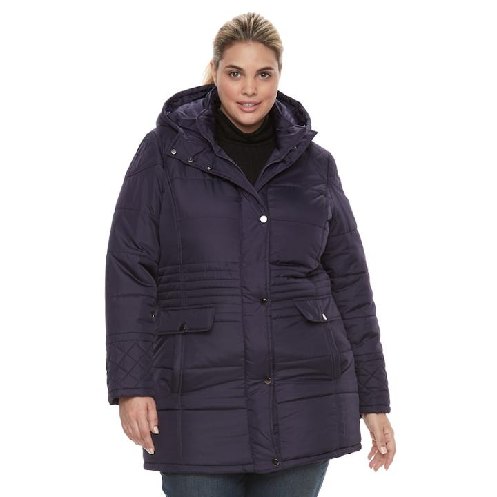Plus Size Kc Collections Quilted Hooded Walker Jacket, Women's, Size: 2xl, Purple Oth