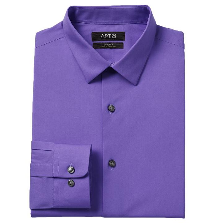 Men's Apt. 9&reg; Extra-slim Solid Stretch Dress Shirt, Size: 16.5-34/35, Med Purple