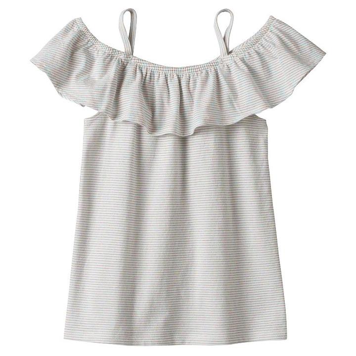 Girls 4-12 Sonoma Goods For Life&trade; Metallic Thread Striped Off Shoulder Top, Girl's, Size: 4, White Oth