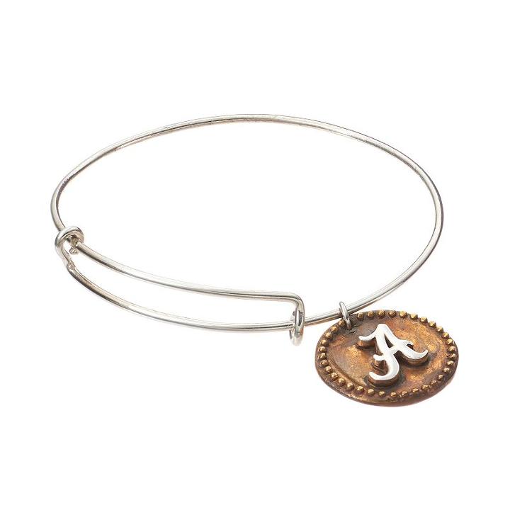 Dayna U Sterling Silver Alabama Crimson Tide Antiqued Coin Bangle Bracelet, Women's, Grey