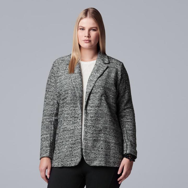 Plus Size Simply Vera Vera Wang Marled Blazer, Women's, Size: 0x, Black