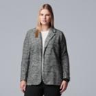 Plus Size Simply Vera Vera Wang Marled Blazer, Women's, Size: 0x, Black