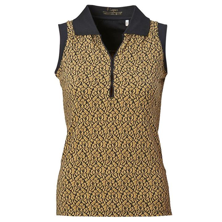 Women's Nancy Lopez Dream Sleeveless Golf Polo, Size: Medium, Black