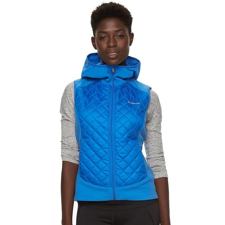Women's Columbia Warmer Days Fleece Hooded Vest, Size: Large, Drk Purple