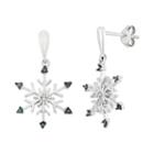 Diamond Accent Sterling Silver Snowflake Drop Earrings, Women's, Blue