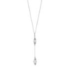 Adora Sterling Silver Simulated Opal Bead & Cubic Zirconia Y Necklace, Women's, Size: 18, White