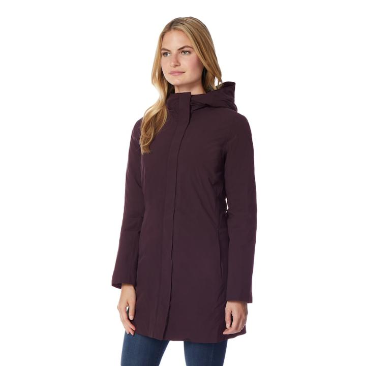 Women's Heat Keep Hooded Long Rain Jacket, Size: Medium, Red Other