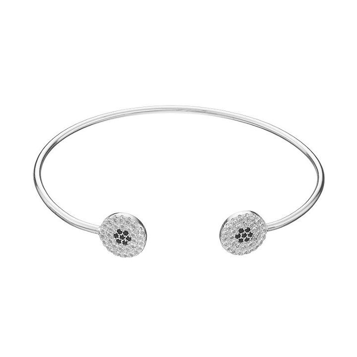 Fleur Cubic Zirconia Circle Cuff Bracelet, Women's, Grey