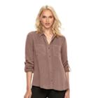 Women's Rock & Republic&reg; Roll-cuff Shirt, Size: Xs, Med Beige