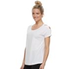 Women's Tek Gear&reg; Lattice Shoulder Short Sleeve Tee, Size: Small, White