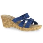 Tuscany By Easy Street Lauria Women's Wedge Sandals, Size: Medium (8.5), Blue