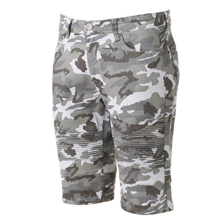 Xray, Men's Slim-fit Camo Moto Stretch Denim Shorts, Size: 32, White
