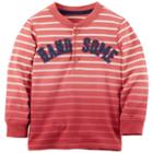 Boys 4-7 Carter's Striped Henley Tee, Size: 7, Red