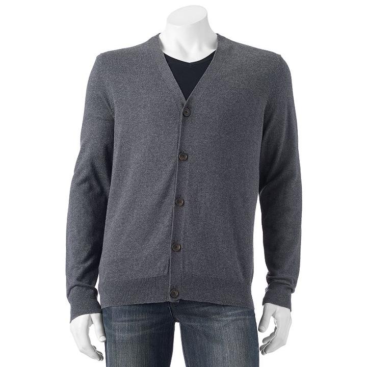 Big & Tall Croft & Barrow&reg; Classic-fit 12gg Cardigan, Men's, Size: M Tall, Dark Grey