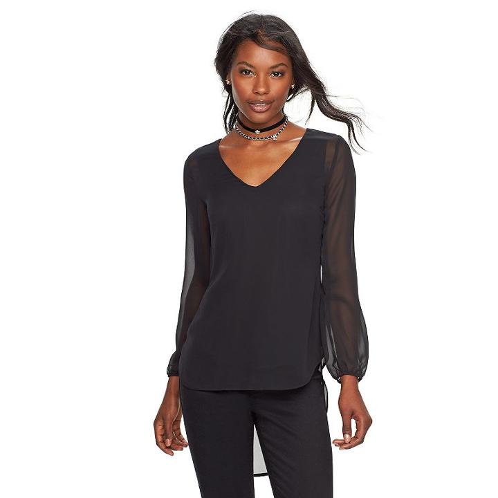 Women's Juicy Couture High-low Chiffon Shirt, Size: Xs, Black