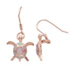 14k Rose Gold Over Silver Lab-created Pink Opal Turtle Drop Earrings, Women's