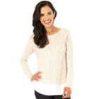 Women's Apt. 9&reg; Foil Crewneck Mock-layer Sweater, Size: Medium, White Oth