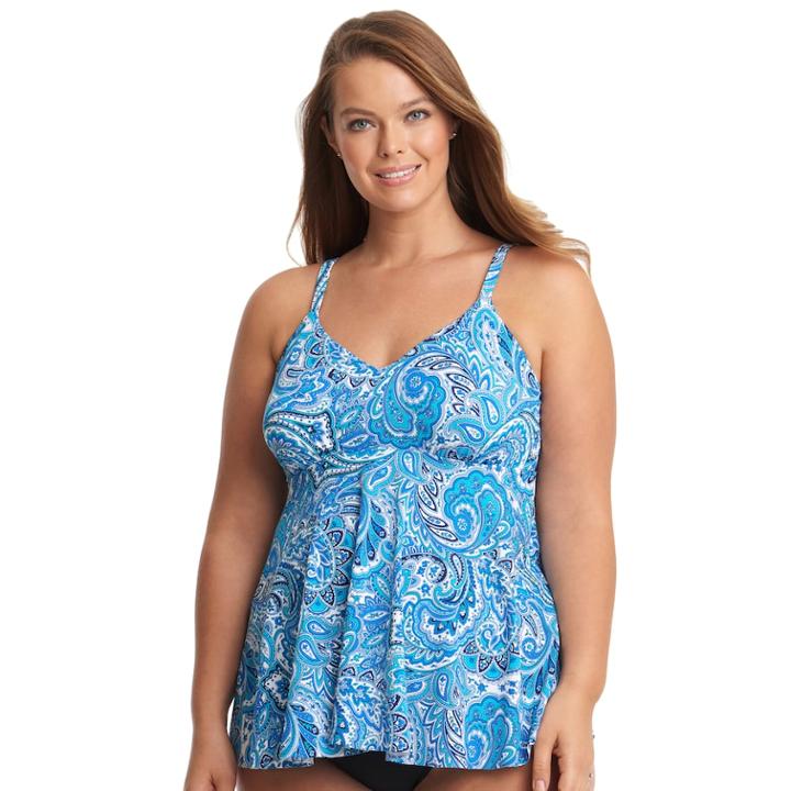 Plus Size Upstream Empire Underwire Tankini Top, Women's, Size: 26 W, Blue