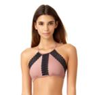 Juniors' California Sunshine Crochet High-neck Bikini Top, Women's, Size: Xl, Med Red
