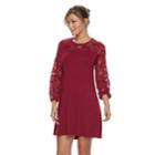 Petite Apt. 9&reg; Lace Yoke A-line Dress, Women's, Size: Xs Petite, Red