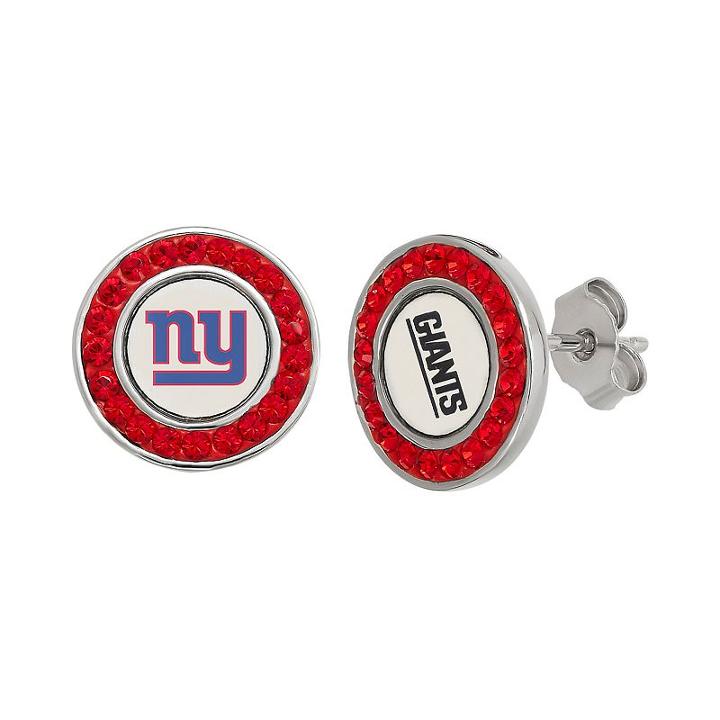 New York Giants Crystal Team Logo Stud Earrings, Women's, Red