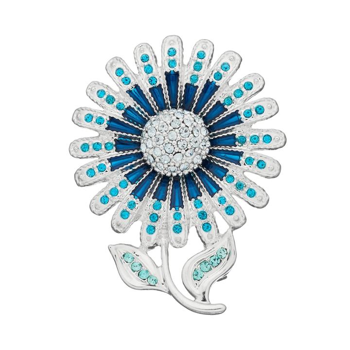 Napier Glass Blooming Flower Pin, Women's, Blue Other
