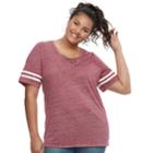 Plus Size So&reg; Lace-up Varsity Tee, Teens, Size: 1xl, Dark Pink
