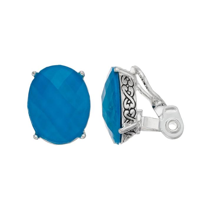 Napier Blue Oval Clip-on Earrings, Women's