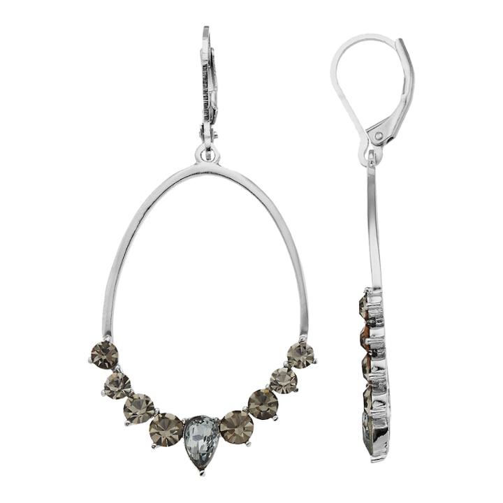 Simply Vera Vera Wang Simulated Crystal Oval Hoop Drop Earrings, Women's, Black