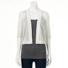 Women's Apt. 9&reg; Essential Pleated Crop Cardigan, Size: Large, White
