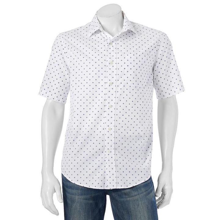 Men's Batik Bay Modern-fit Tropical Casual Button-down Shirt, Size: Medium, White