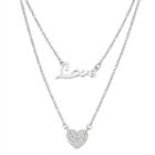 Sterling Silver Cubic Zirconia Love & Heart Layered Necklace, Women's, Size: 16, White