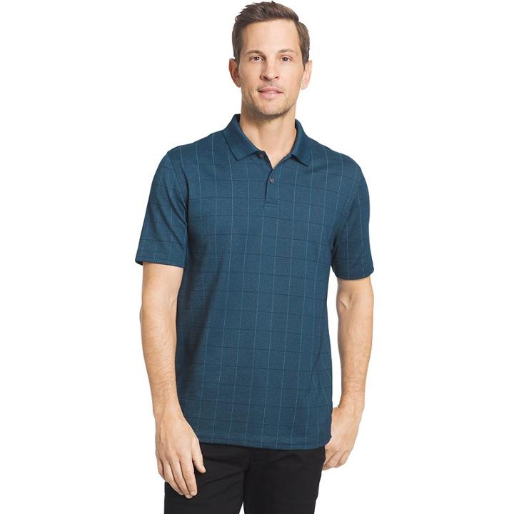 Big & Tall Van Heusen Flex Stretch Windowpane Polo, Men's, Size: 2xb, Turquoise/blue (turq/aqua)