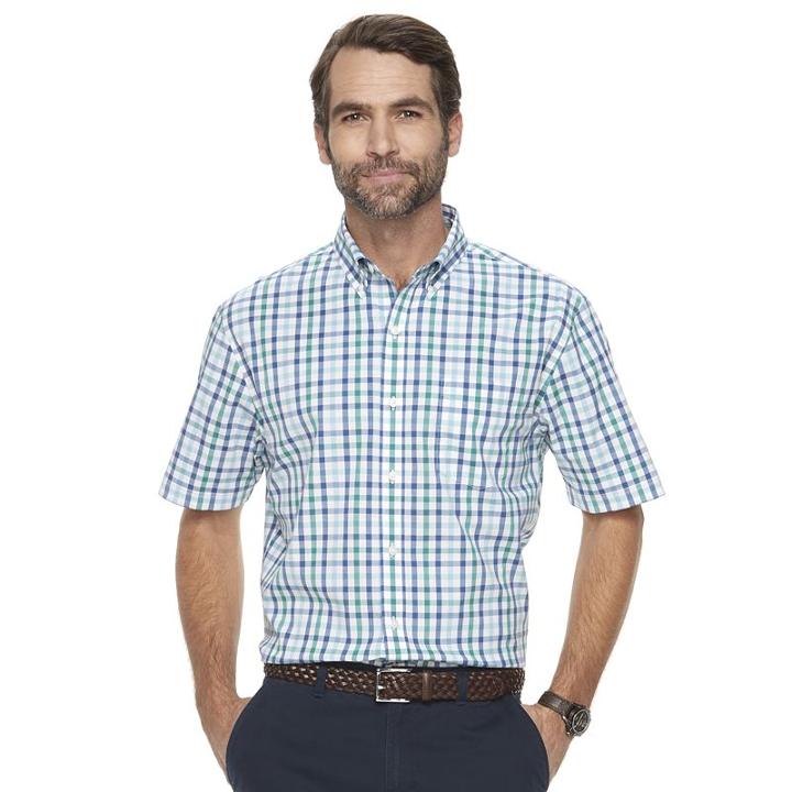 Men's Croft & Barrow&reg; True Comfort Classic Fit Stretch Patterned Button Down Shirt, Size: Large, Turquoise/blue (turq/aqua)