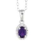 Sterling Silver Amethyst & Diamond Accent Oval Halo Pendant, Women's, Size: 18, Purple