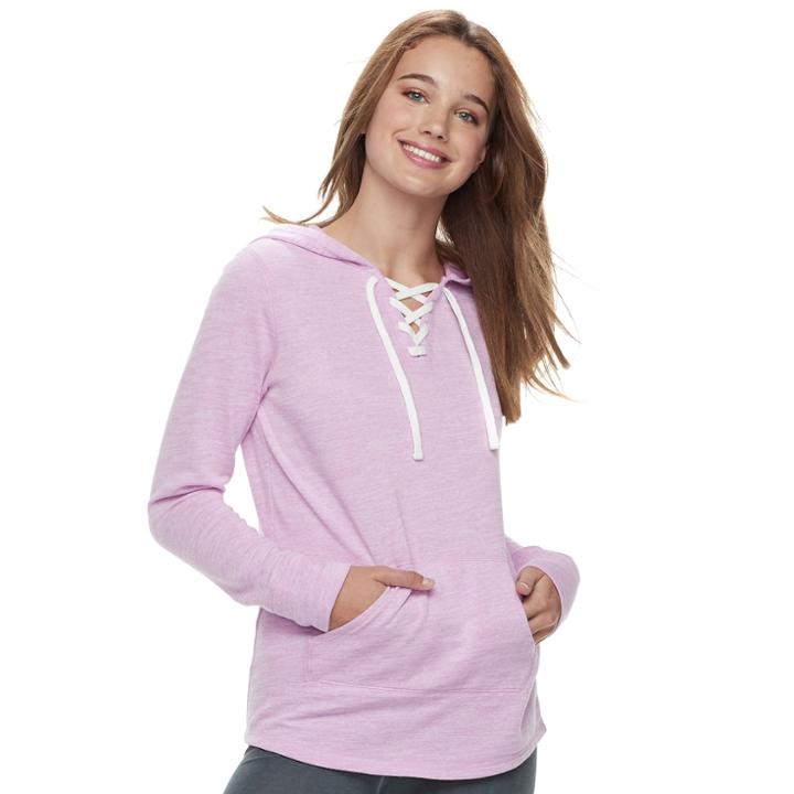 Juniors' So&reg; Lace-up Tunic Hoodie, Teens, Size: Xs, Lt Purple