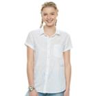 Juniors' So&reg; Lurex-stripe Shirt, Teens, Size: Xs, White