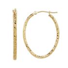 Everlasting Gold 10k Gold Textured Oval Hoop Earrings, Women's