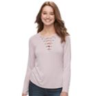 Juniors' Pink Republic Solid Lace-up Top, Teens, Size: Medium, Purple