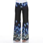 Women's White Mark Print Palazzo Pants, Size: Medium, Med Blue