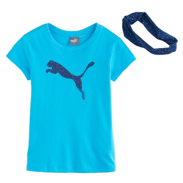 Girls 4-6x Puma Tee & Bandana Set, Size: 4, Brt Blue