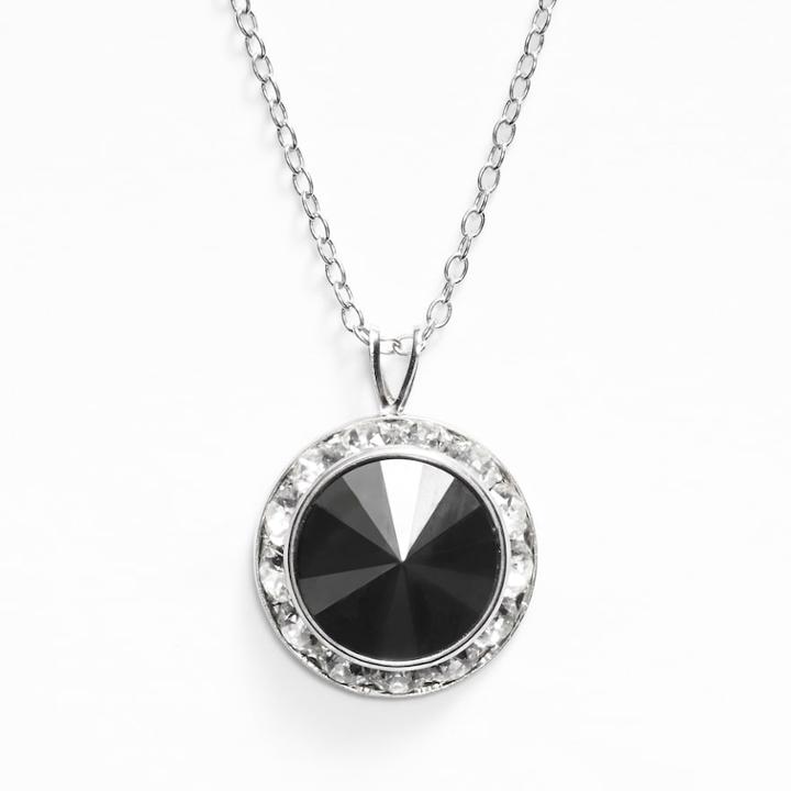 Illuminaire Silver-plated Crystal Halo Pendant - Made With Swarovski Crystals, Women's, Black