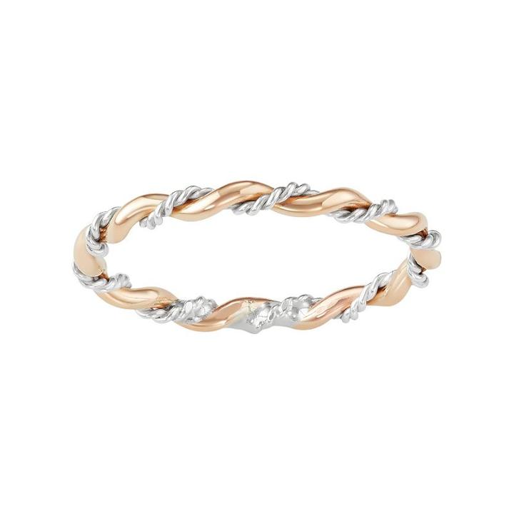 Journee Collection Two Tone Sterling Silver Twist Ring, Women's, Size: 5, Yellow