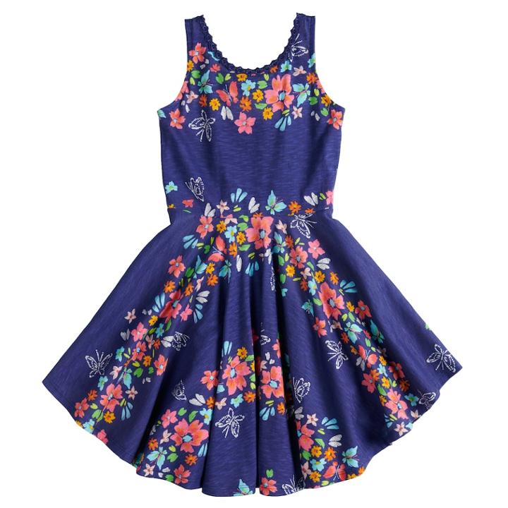 Girls 4-12 Sonoma Goods For Life&trade; Tie Back High-low Dress, Size: 5, Med Blue
